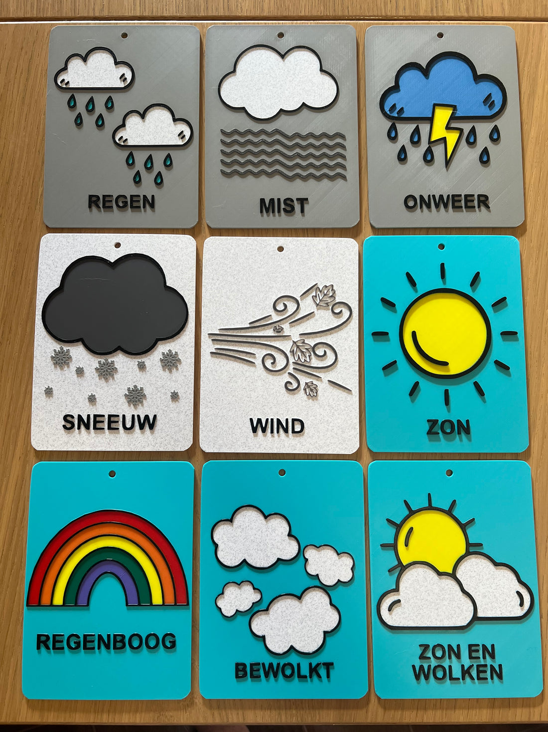 3D-Geprinte Weerkaarten – Educatieve & Sensorische Weerset voor Kinderen